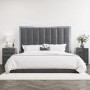 Grey Velvet Super King Size Ottoman Bed with High Headboard - Aaliyah