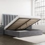 Grey Velvet Super King Size Ottoman Bed with High Headboard - Aaliyah