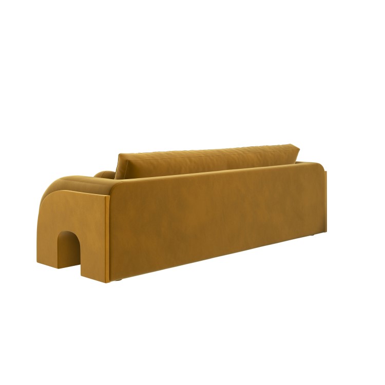 Yellow Velvet Curved 3 Seater Sofa - Aurelia
