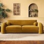 Yellow Velvet Curved 3 Seater Sofa - Aurelia
