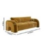 Yellow Velvet Curved 3 Seater Sofa - Aurelia