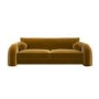 Yellow Velvet Curved 3 Seater Sofa - Aurelia