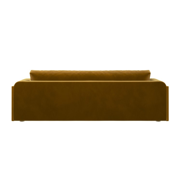 Yellow Velvet Curved 3 Seater Sofa - Aurelia