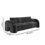 Dark Grey Velvet Curved 3 Seater Sofa - Aurelia