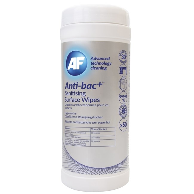 AF Anti-Bac Sanitising Surface Wipes Pack of 50