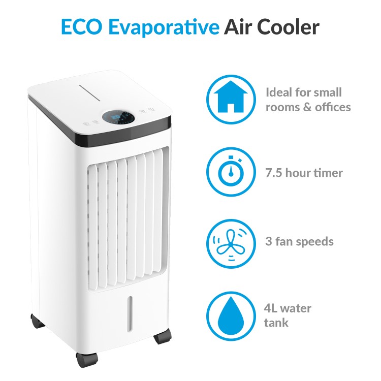 Electriq AC100RE-V3   Evaporative Cooler .  3 in 1_ Fan Purifier & Humidifier. 3 Speed Fan.  Quiet Operation. remote control 