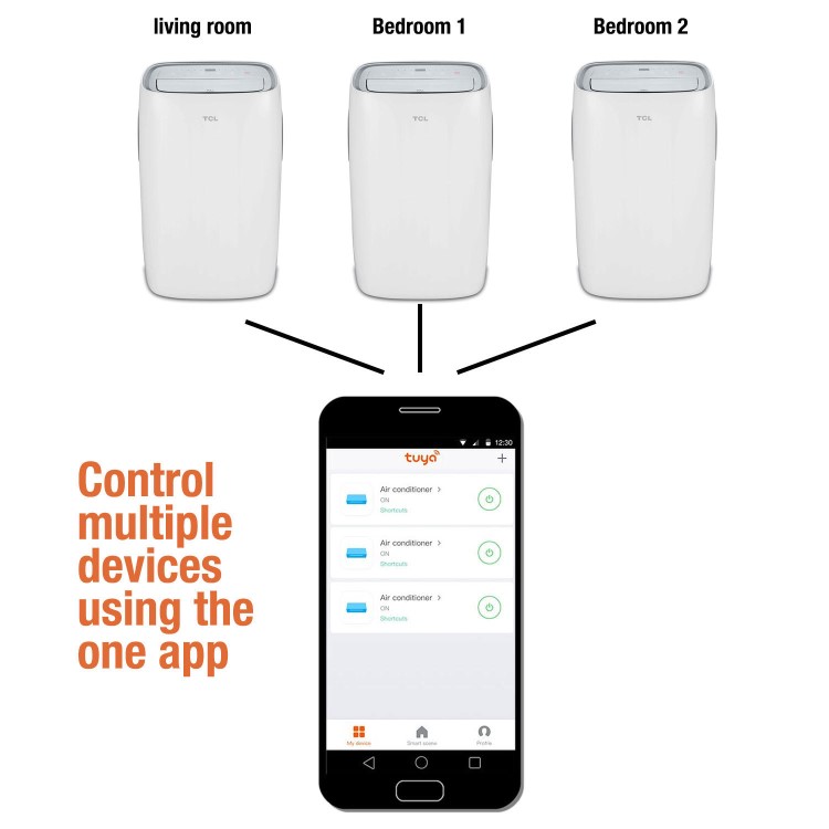 TCL  12000 BTU Eco Smart App WIFI Portable Air Conditioner for rooms up to 30 sqm Alexa Enabled 