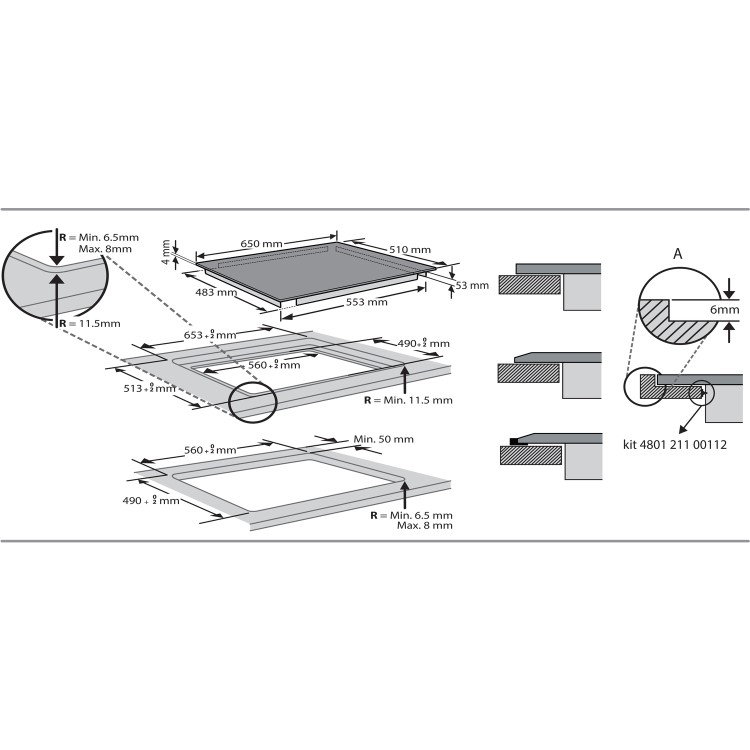Hotpoint ACC654FNE Active Cook 65cm Four Zone Induction Hob - Black