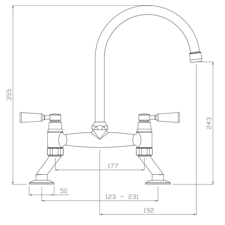 Abode Traditional Bridge Mixer Tap - Chrome