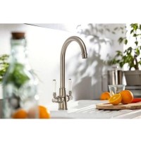 ONLY OPENED - Abode Keswick Dual Lever Kitchen Mixer Tap - Brushed Nickel
