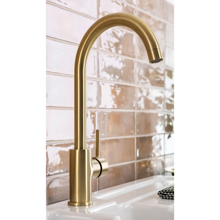 Abode Nico Single Lever Mixer Tap - Brushed Brass