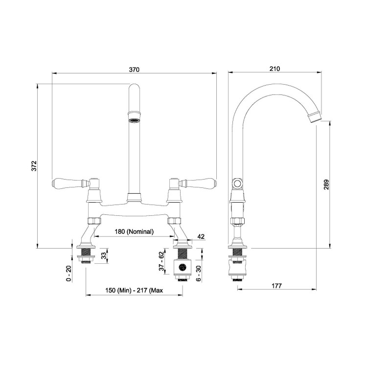Abode Keswick Bridge Traditional Mixer Tap - Brushed Brass