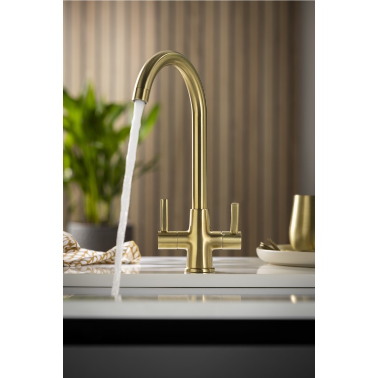 Abode Enstyle Dual Lever Mixer Tap - Brushed Brass