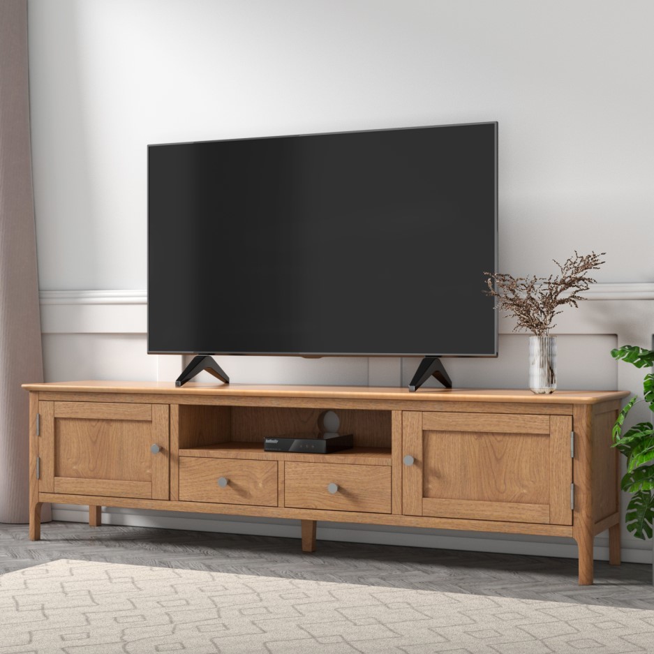 Extra Large Solid Oak TV Unit Adeline BuyItDirect.ie