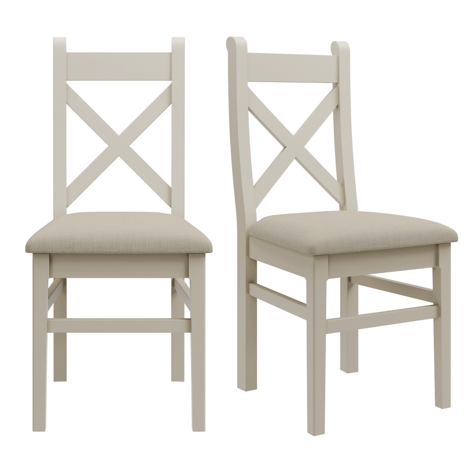 Pair Of Grey Paint Finish Dining Chairs, Gray Oak Dining Chairs