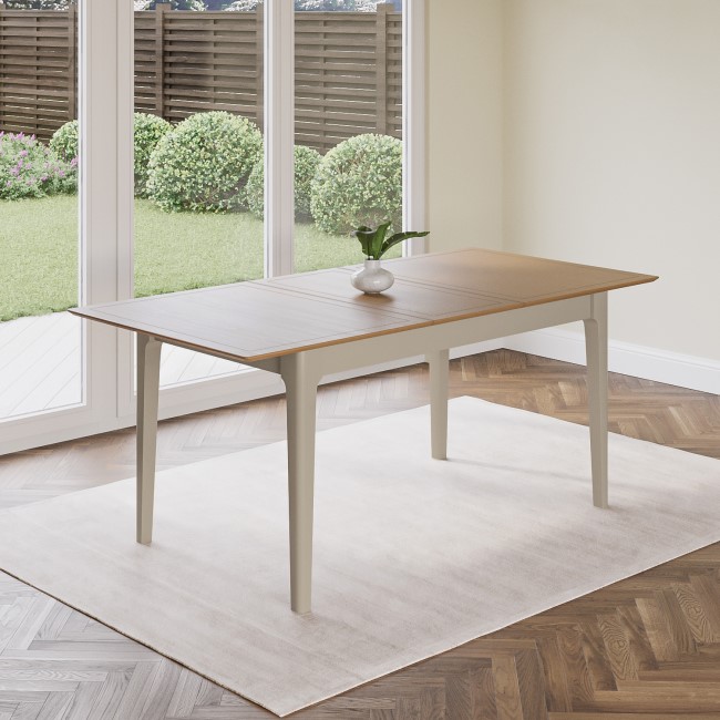 Large Dove Grey Extendable Dining Table with Solid Oak Top - Seats 4-6 - Adeline