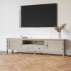 Wide Dove Grey &amp; Solid Oak TV Stand with Storage - TV&#39;s up to 77&quot; - Adeline