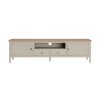 Wide Dove Grey &amp; Solid Oak TV Stand with Storage - TV&#39;s up to 77&quot; - Adeline