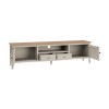 Wide Dove Grey &amp; Solid Oak TV Stand with Storage - TV&#39;s up to 77&quot; - Adeline