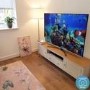 Large Dove Grey & Solid Oak TV Stand with Storage - TV's up to 77" - Adeline