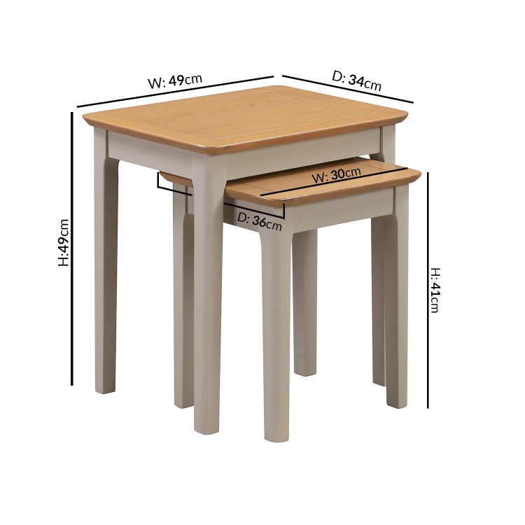 Grey and Oak Nest of 2 Side Tables - Adeline