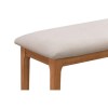 Solid Oak Dining Bench with Fabric Upholstered Seat - Seats 2 - Adeline