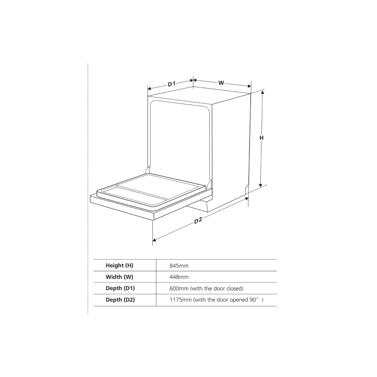 Amica Freestanding Slimline Dishwasher - White