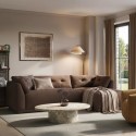 ADN003 Brown Fabric 4 Seater Right Hand Chaise L-Shape Corner Sofa - Arden