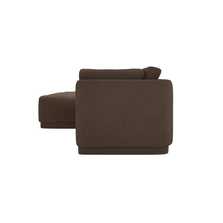 Brown Fabric 4 Seater Left-Hand Chaise L-Shape Corner Sofa - Arden