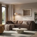 ADN004 Brown Fabric 4 Seater Left-Hand Chaise L-Shape Corner Sofa - Arden