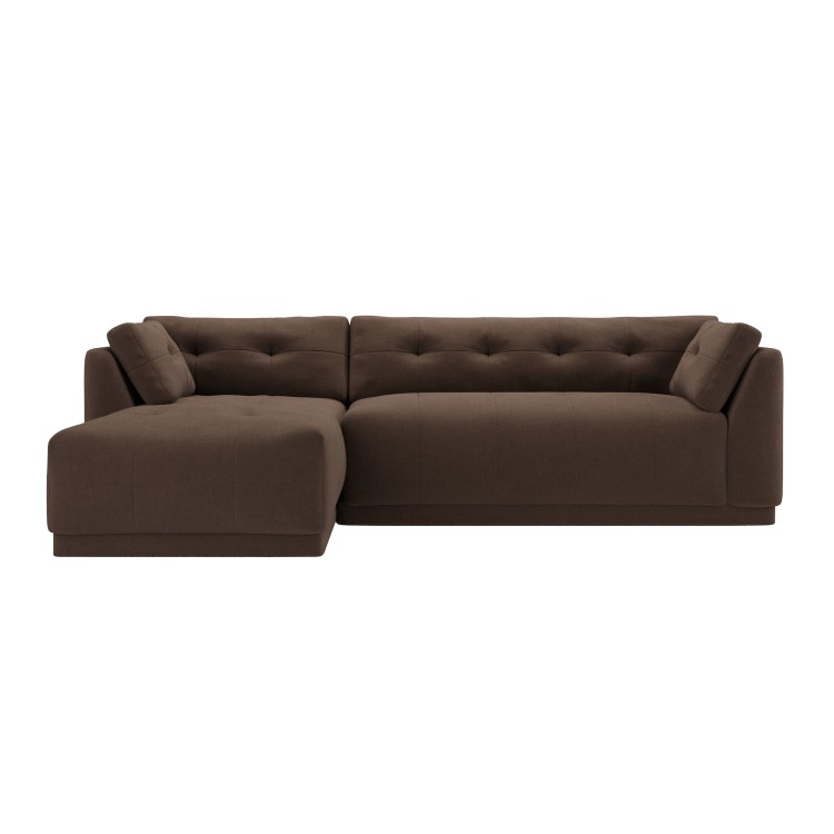 Brown Fabric 4 Seater Left-Hand Chaise L-Shape Corner Sofa - Arden