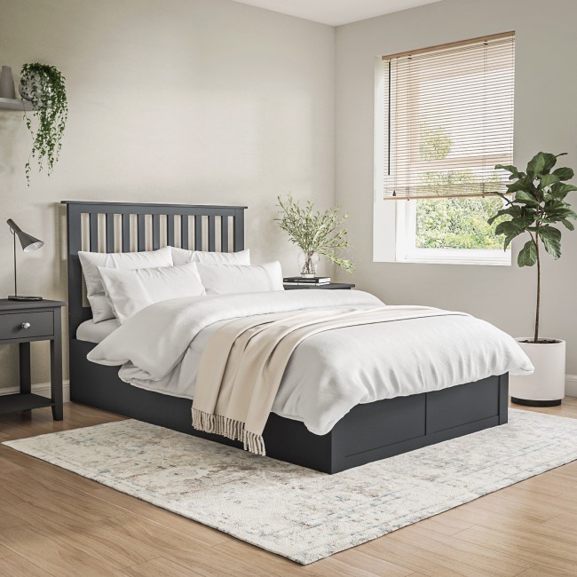 Dark Grey Wooden Small Double Ottoman Bed - Anderson