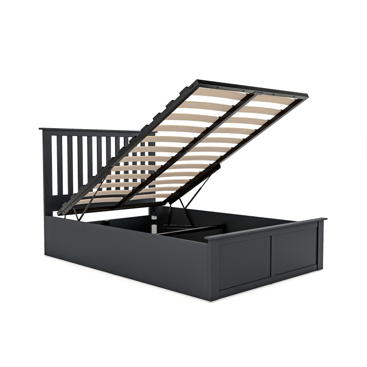 Dark Grey Wooden Small Double Ottoman Bed - Anderson
