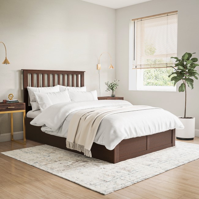 Walnut Wooden Double Ottoman Bed - Anderson