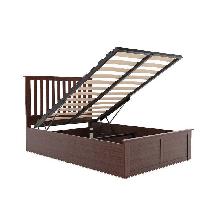 Walnut Wooden Double Ottoman Bed - Anderson