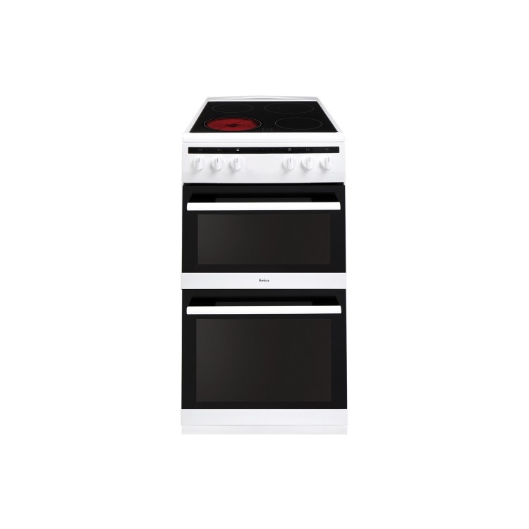 Refurbished Amica AFC5100WH 50cm Double Cavity Electric Cooker with Ceramic Hob White