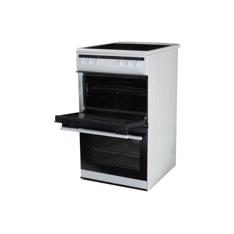 Refurbished Amica AFC5100WH 50cm Double Cavity Electric Cooker with Ceramic Hob White