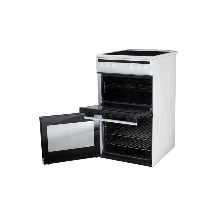 Refurbished Amica AFC5100WH 50cm Double Cavity Electric Cooker with Ceramic Hob White