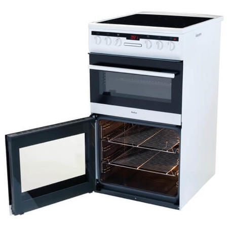 Refurbished Amica AFC5550WH 50cm Double Oven Electric Cooker with Ceramic Hob White