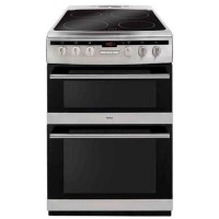 Refurbished Amica AFC6550SS 60cm Double Oven Electric Cooker with Ceramic Hob Stainless Steel