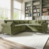 Olive Green Velvet Corner Sofa - Seats 4 - Aoife