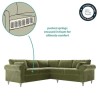 Olive Green Velvet Corner Sofa - Seats 4 - Aoife