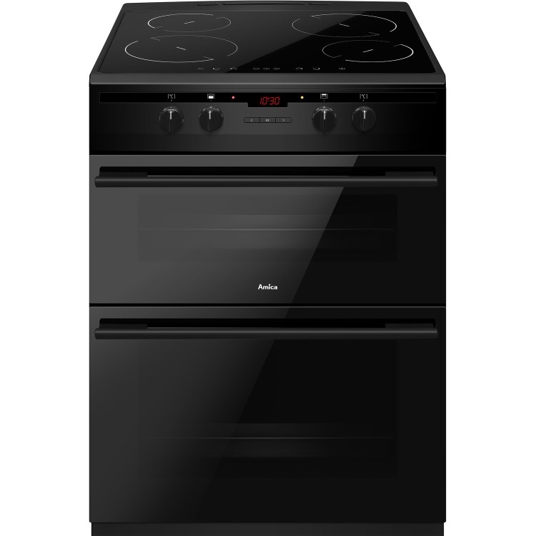 Refurbished Amica AFN6550MB 60cm Double Oven Electric Cooker with Induction Hob Black