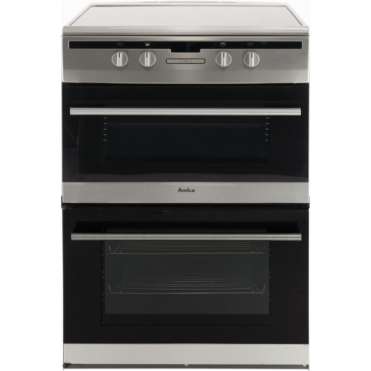 Refurbished Amica AFN6550SS 60cm Double Oven Electric Cooker with Induction Hob Stainless Steel