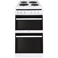 Amica 50cm Double Oven Electric Cooker with Solid Plate Hob - White