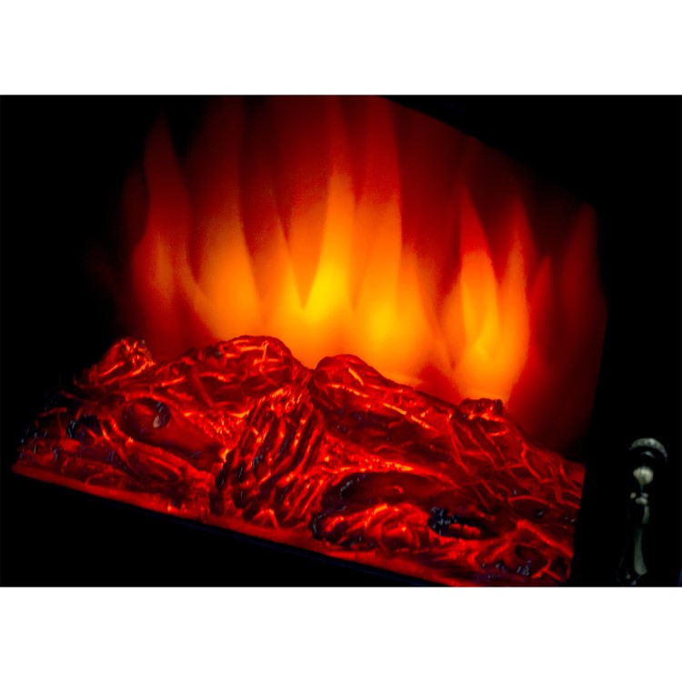 AmberGlo Large Black Electric Log Burning Stove Fire with 2 Heat Settings