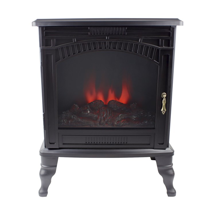 AmberGlo Large Black Electric Log Burning Stove Fire with 2 Heat Settings