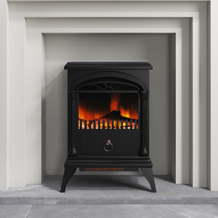 AmberGlo Electric Wood Burning Stove Fire - Black