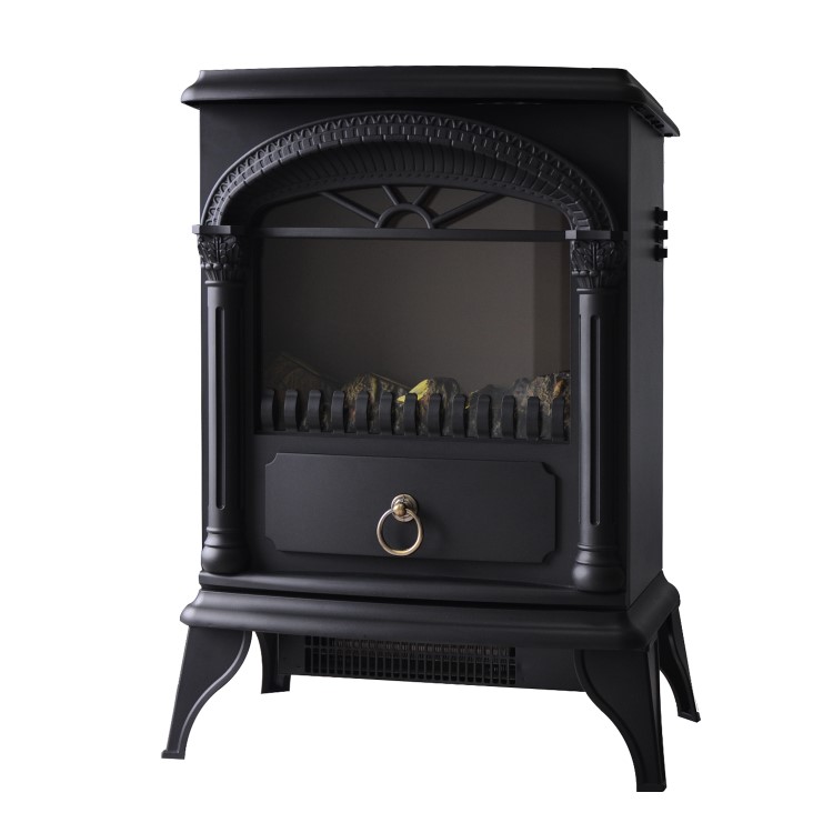 AmberGlo Electric Wood Burning Stove Fire - Black