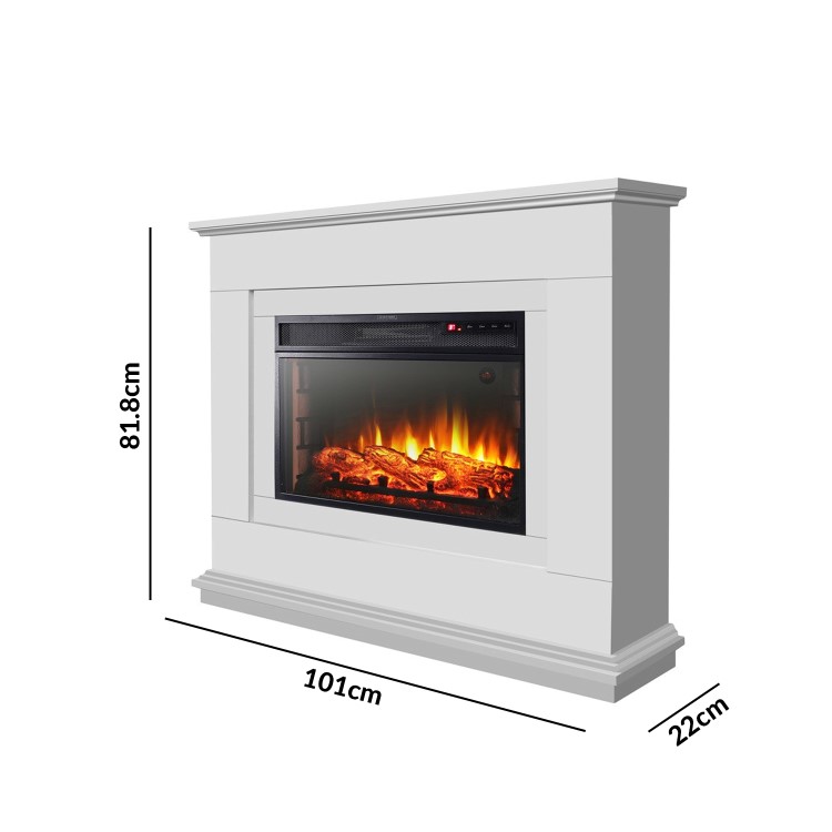 AmberGlo Electric Fireplace Suite with Inset Fire & White Surround - Lassen Range